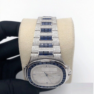 VVS Moissanite Diamond Watch, Fully Iced Out Watch, Stainless Steel, Baguette Watch, Hip Hop Watch Prem Jewellery