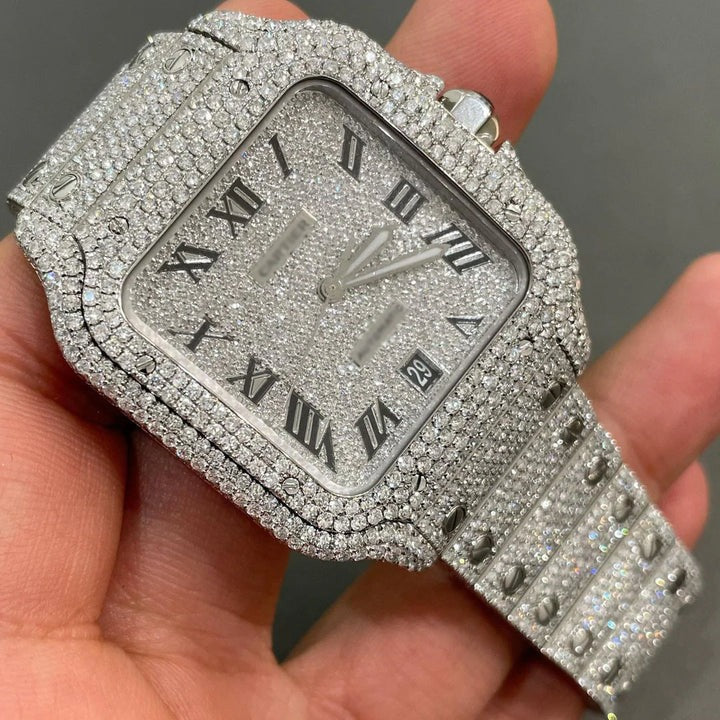 Cartier Santos Moissanite Diamond Watch  VVS Diamond Cartier Santos W 109