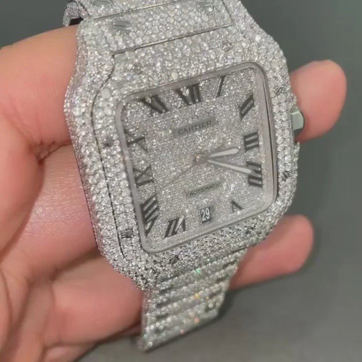 Cartier Santos Moissanite Diamond Watch  VVS Diamond Cartier Santos W 109