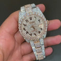 Rolex Date-Just Moissanite Diamond Watch  Iced Out Dual Tone Moissanite Watch W 132