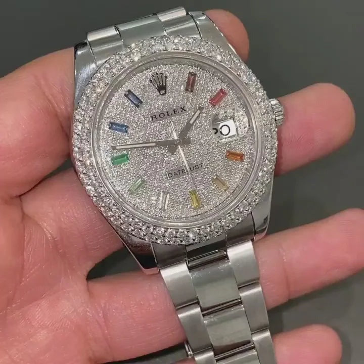 Rolex Date-Just Moissanite Diamond Watch W 137