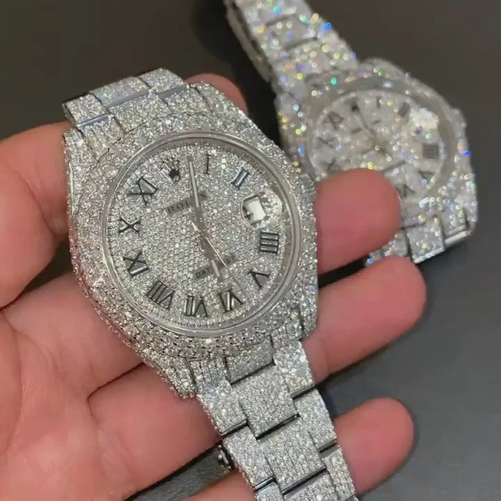 Rolex Date-Just Moissanite Diamond Watch W 148