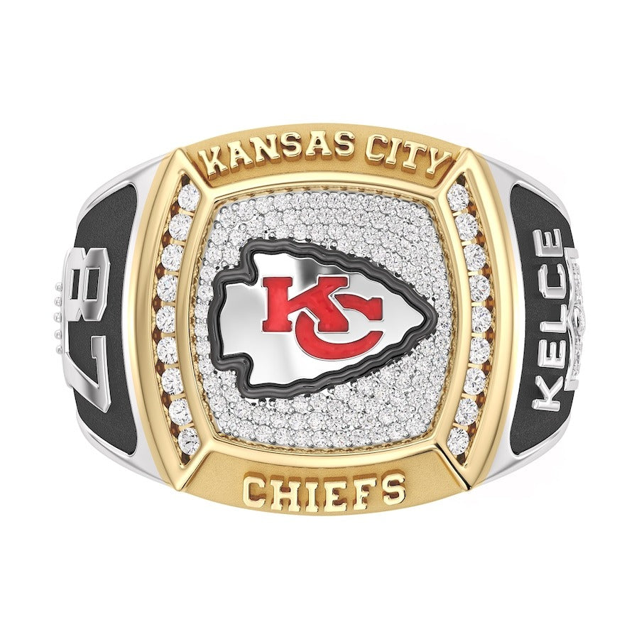 Travis Kelce Kansas City Chiefs 1/2 CTTW Diamond Two-Tone Yellow Gold and Sterling Silver Ring