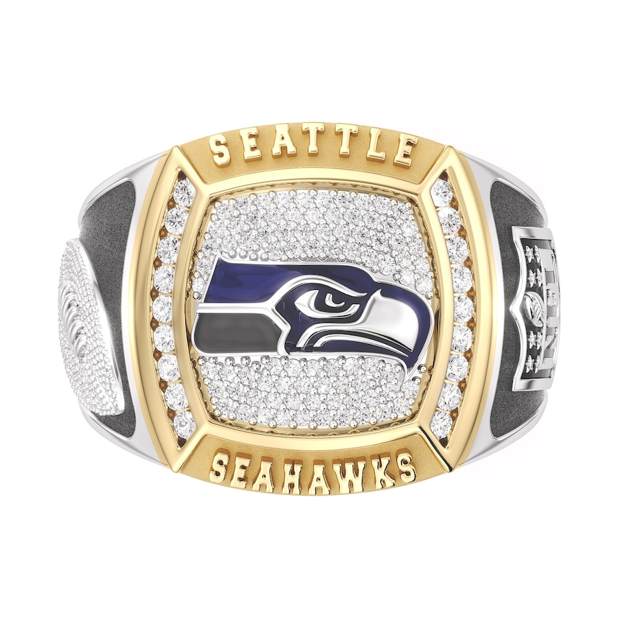 Seattle Seahawks 1/2 CTTW Diamond Two-Tone Yellow Gold and Sterling Silver Ring