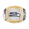 Seattle Seahawks 1/2 CTTW Diamond Two-Tone Yellow Gold and Sterling Silver Ring