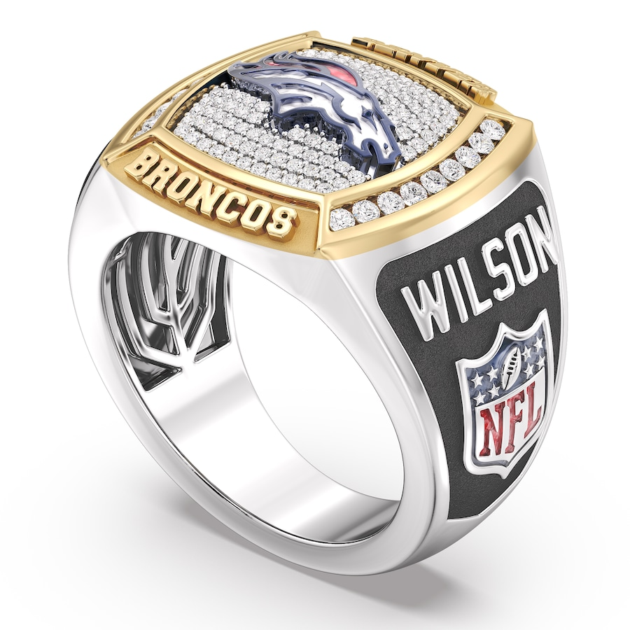 Russell Wilson Denver Broncos 12 CTTW Diamond Two-Tone Yellow Gold and Sterling Silver Ring