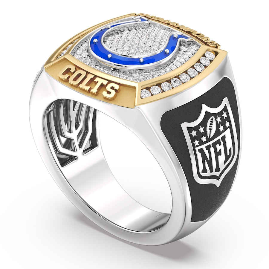 Indianapolis Colts 1/2 CTTW Diamond Two-Tone Yellow Gold and Sterling Silver Ring