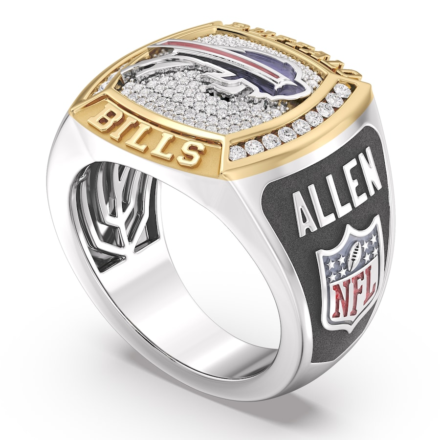 Josh Allen Buffalo Bills 12 CTTW Diamond Two-Tone Yellow Gold and Sterling Silver Ring