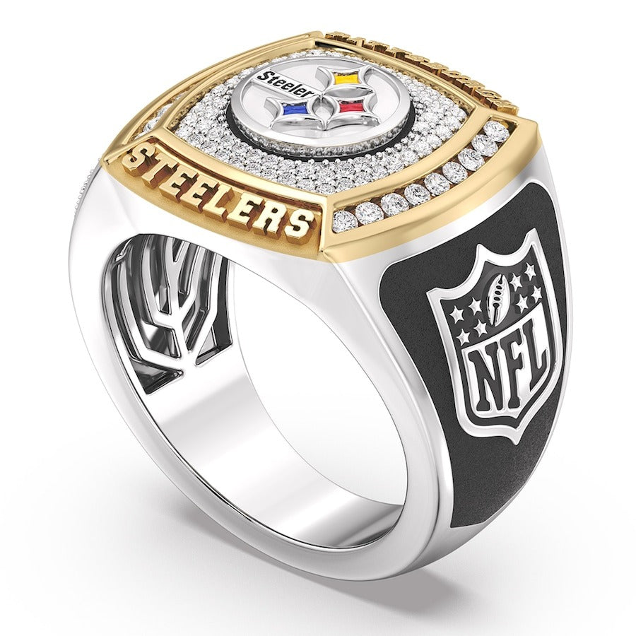 Pittsburgh Steelers 1/2 CTTW Diamond Two-Tone Yellow Gold and Sterling Silver Ring