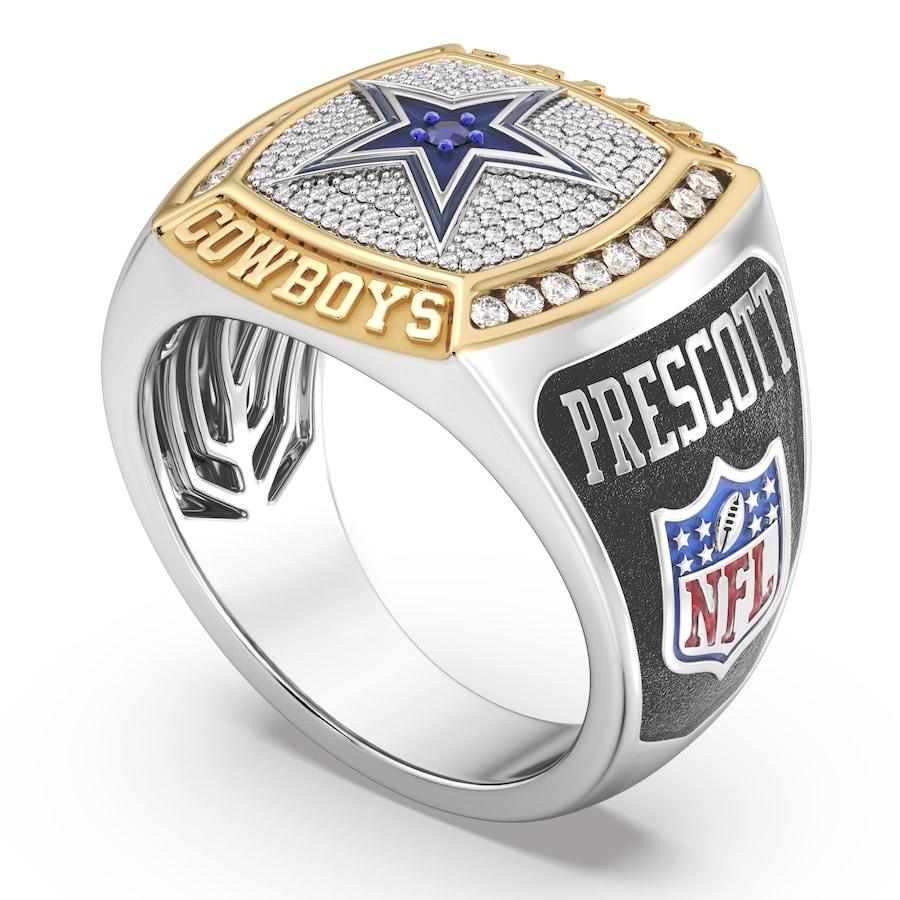 Dak Prescott Dallas Cowboys 1/2 CTTW Diamond Two-Tone Yellow Gold and Sterling Silver Ring