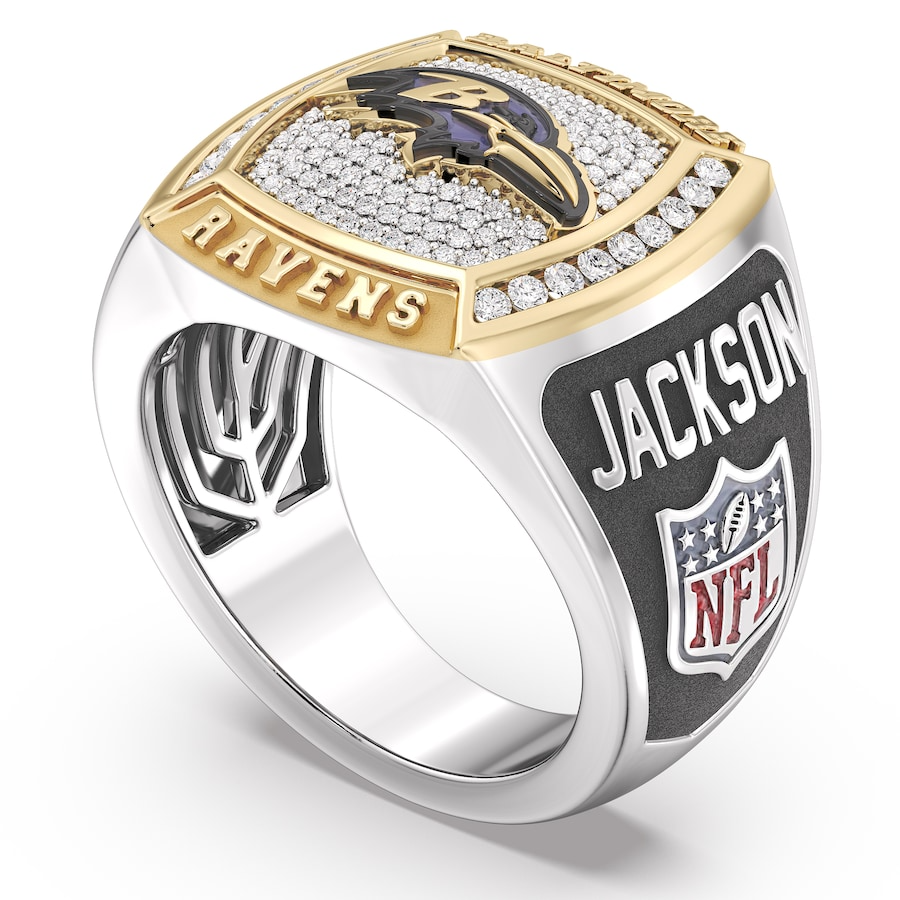 Lamar Jackson Baltimore Ravens 1/2 CTTW Diamond Two-Tone Yellow Gold and Sterling Silver Ring