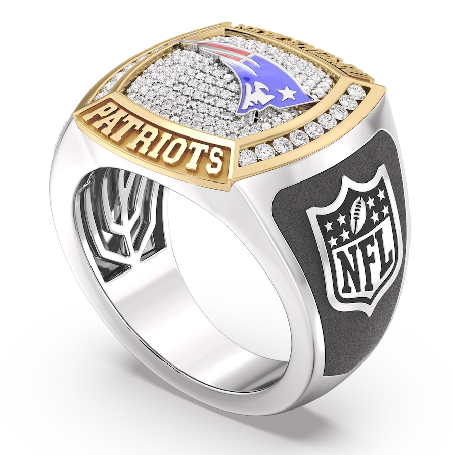 New England Patriots 12 CTTW Diamond Two-Tone Yellow Gold and Sterling Silver Ring