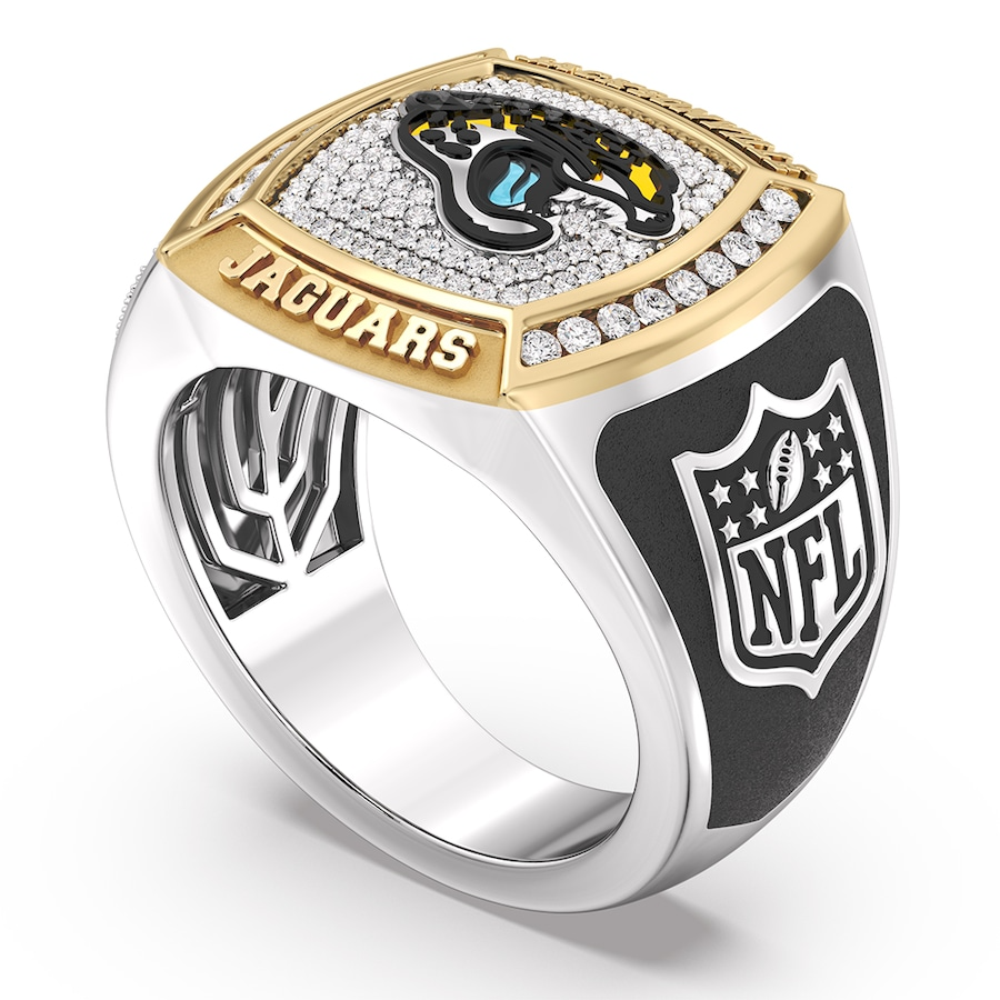 Jacksonville Jaguars 1/2 CTTW Diamond Two-Tone Yellow Gold and Sterling Silver Ring