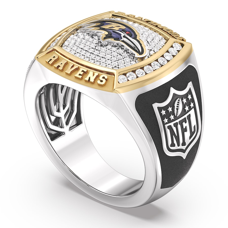 Baltimore Ravens 12 CTTW Diamond Two-Tone Yellow Gold and Sterling Silver Ring