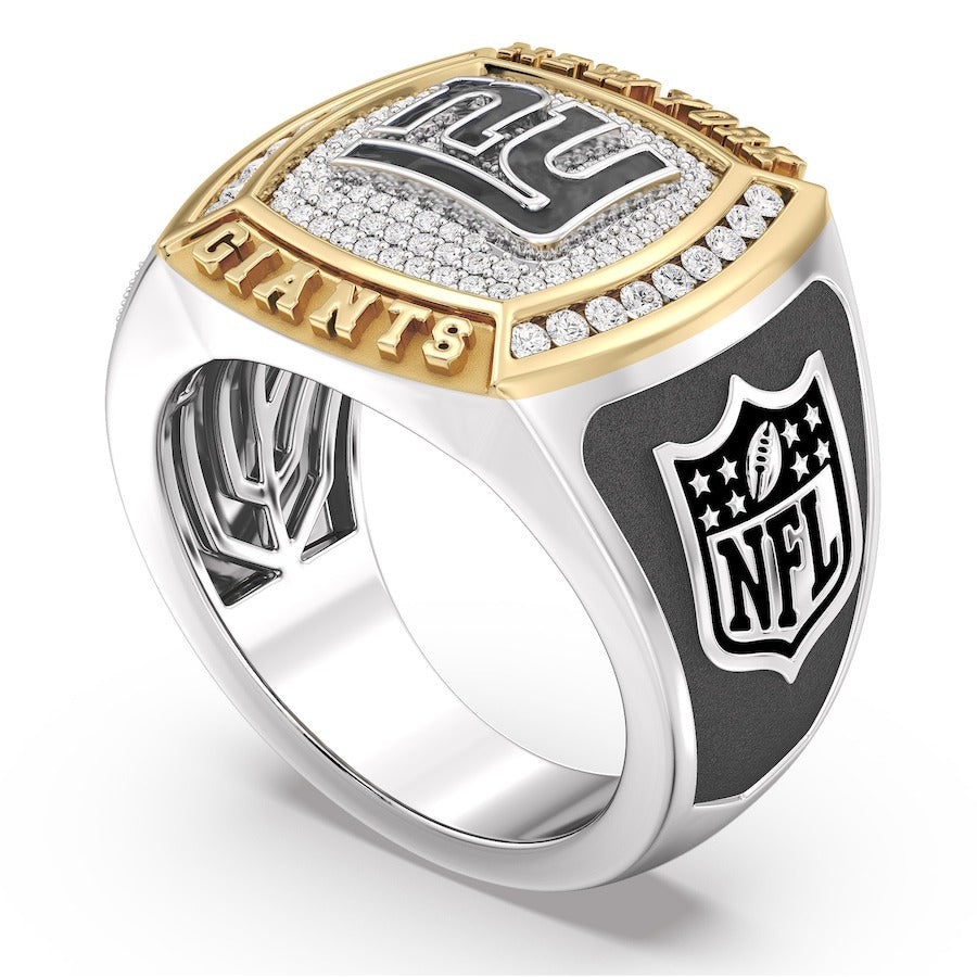 New York Giants 1/2 CTTW Diamond Two-Tone Yellow Gold and Sterling Silver Ring