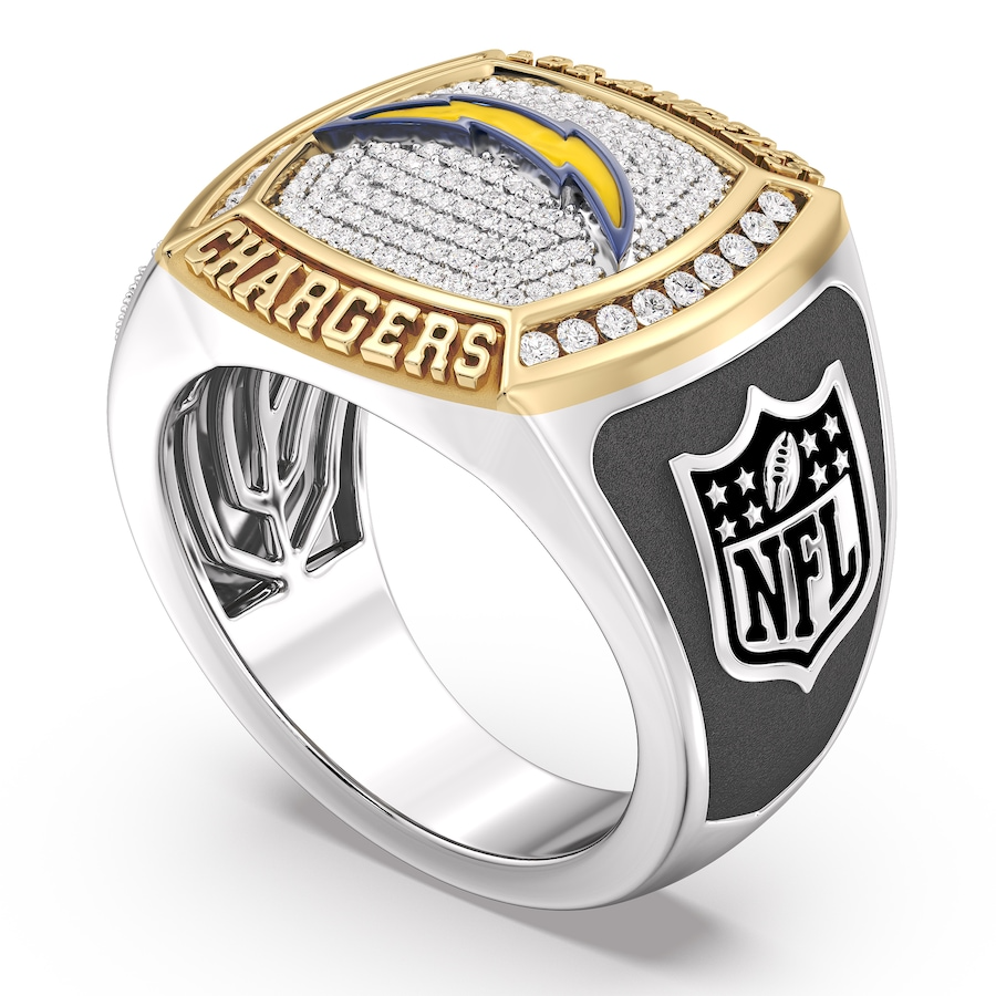 Los Angeles Chargers 1/2 CTTW Diamond Two-Tone Yellow Gold and Sterling Silver Ring