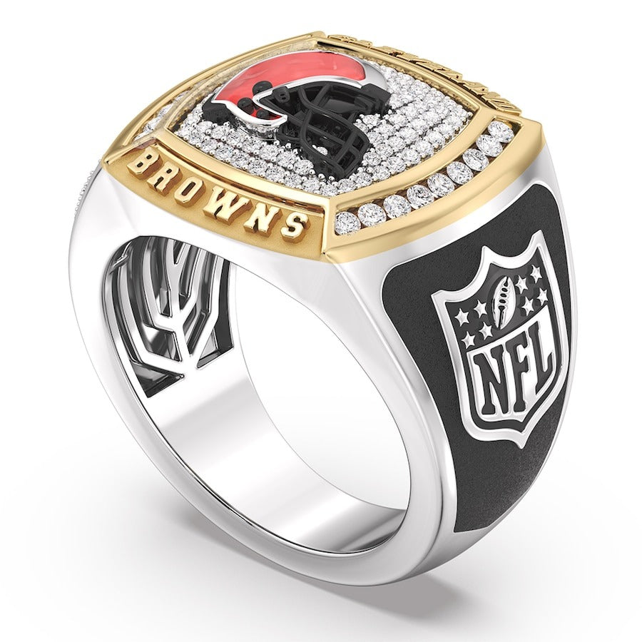 Cleveland Browns 1/2 CTTW Diamond Two-Tone Yellow Gold and Sterling Silver Ring