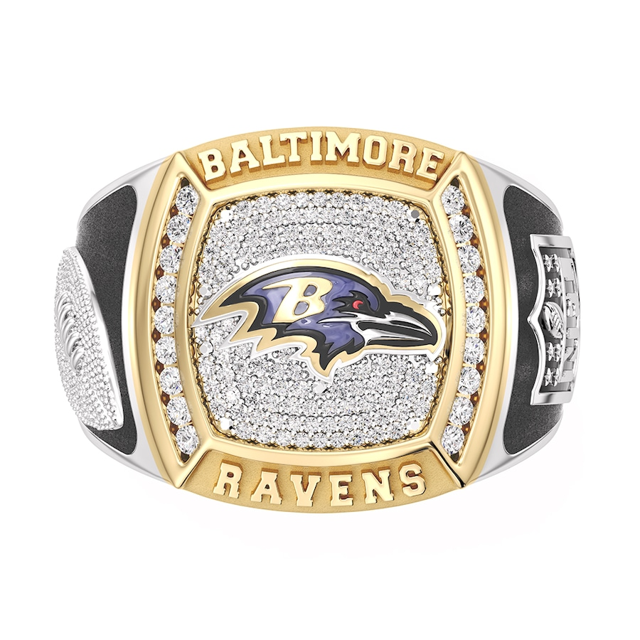 Baltimore Ravens 12 CTTW Diamond Two-Tone Yellow Gold and Sterling Silver Ring