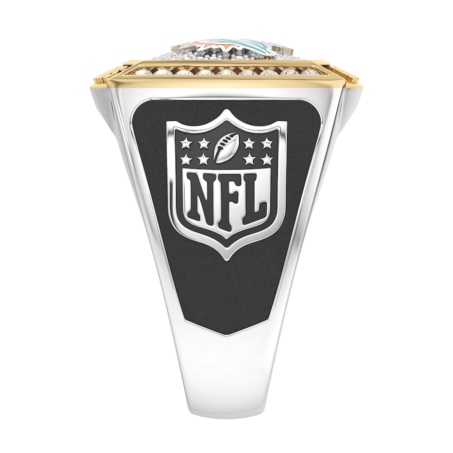 Miami Dolphins 12 CTTW Diamond Two-Tone Yellow Gold and Sterling Silver Ring