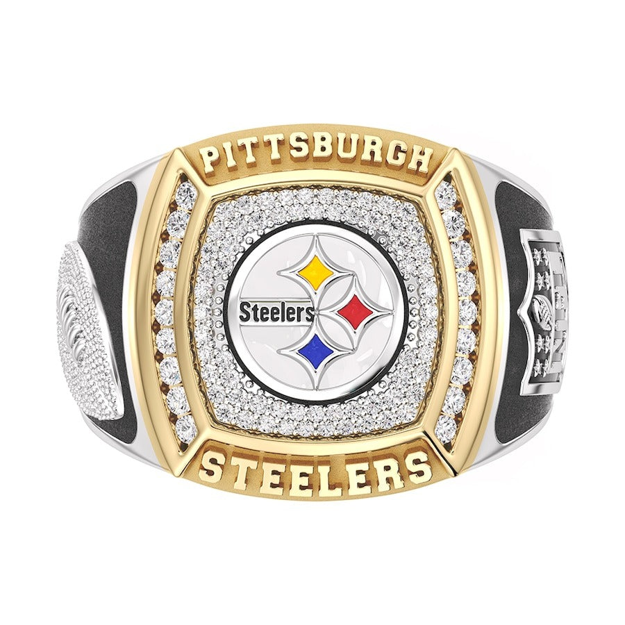 Pittsburgh Steelers 1/2 CTTW Diamond Two-Tone Yellow Gold and Sterling Silver Ring