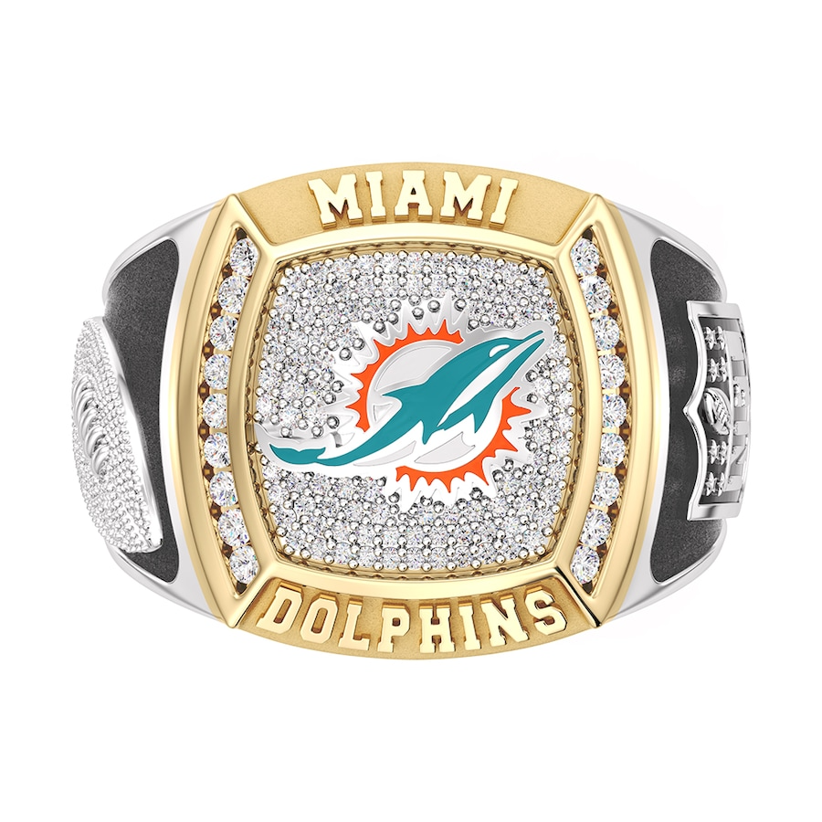 Miami Dolphins 12 CTTW Diamond Two-Tone Yellow Gold and Sterling Silver Ring