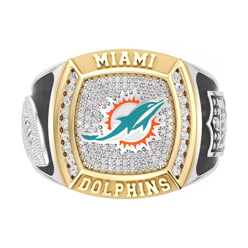 Miami Dolphins 12 CTTW Diamond Two-Tone Yellow Gold and Sterling Silver Ring