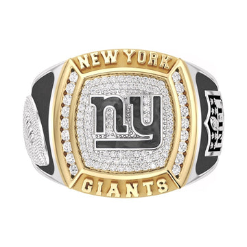 New York Giants 1/2 CTTW Diamond Two-Tone Yellow Gold and Sterling Silver Ring