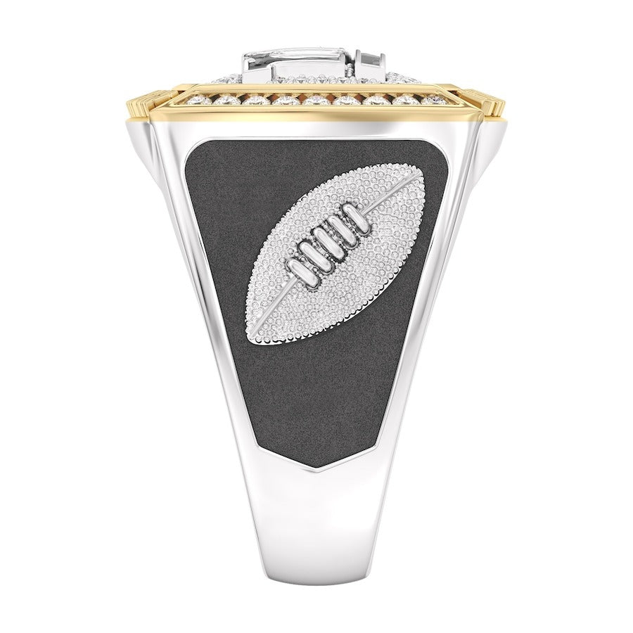 New York Giants 1/2 CTTW Diamond Two-Tone Yellow Gold and Sterling Silver Ring