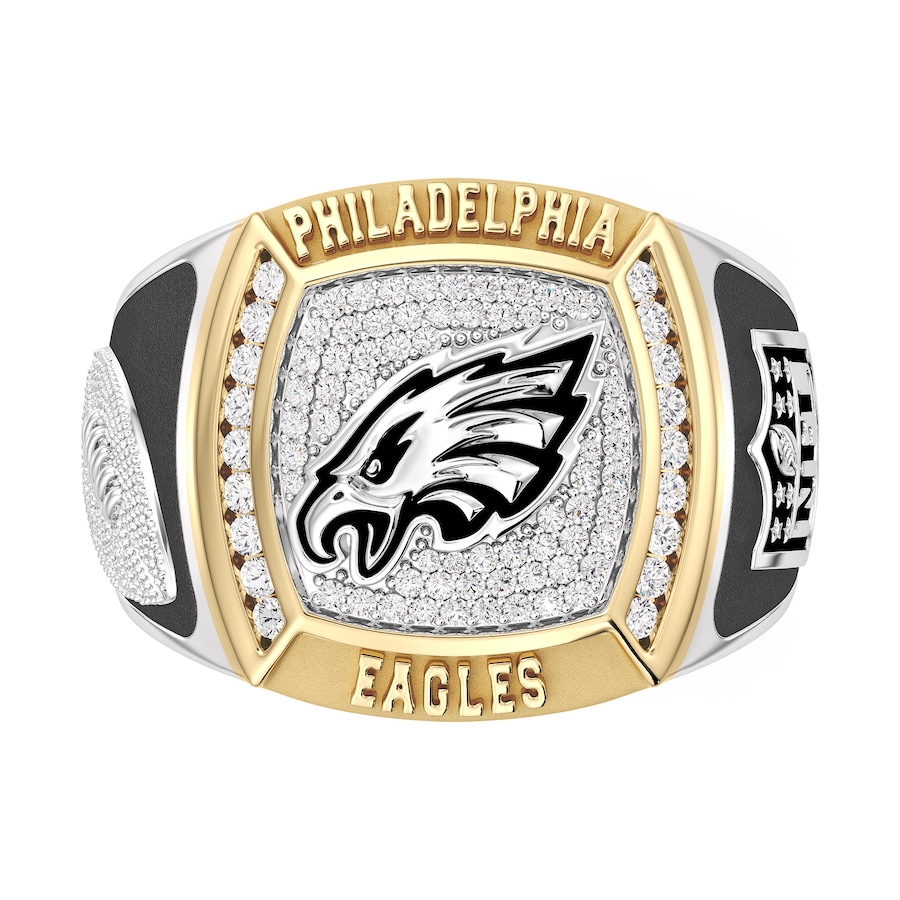 Philadelphia Eagles 12 CTTW Diamond Two-Tone Yellow Gold and Sterling Silver Ring