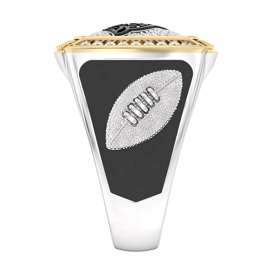 Jacksonville Jaguars 1/2 CTTW Diamond Two-Tone Yellow Gold and Sterling Silver Ring