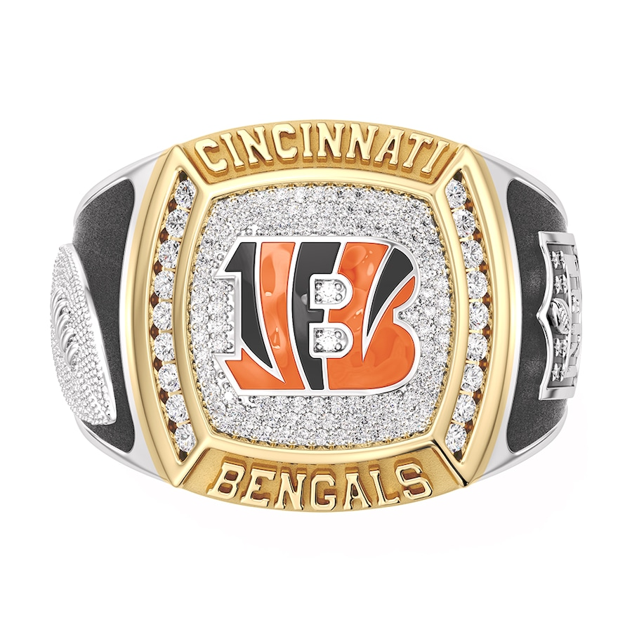 Cincinnati Bengals 1/2 CTTW Diamond Two-Tone Yellow Gold and Sterling Silver Ring