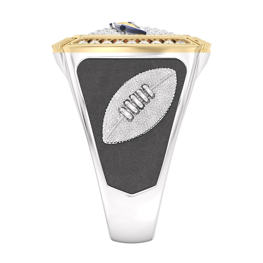 Los Angeles Chargers 1/2 CTTW Diamond Two-Tone Yellow Gold and Sterling Silver Ring