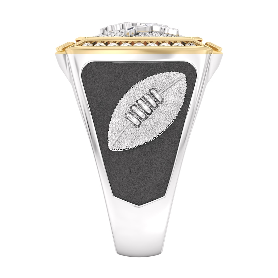 Detroit Lions 1/2 CTTW Diamond Two-Tone Yellow Gold and Sterling Silver Ring