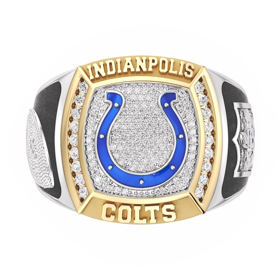 Indianapolis Colts 1/2 CTTW Diamond Two-Tone Yellow Gold and Sterling Silver Ring