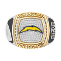 Los Angeles Chargers 1/2 CTTW Diamond Two-Tone Yellow Gold and Sterling Silver Ring