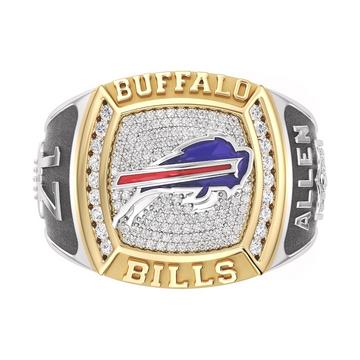 Josh Allen Buffalo Bills 12 CTTW Diamond Two-Tone Yellow Gold and Sterling Silver Ring