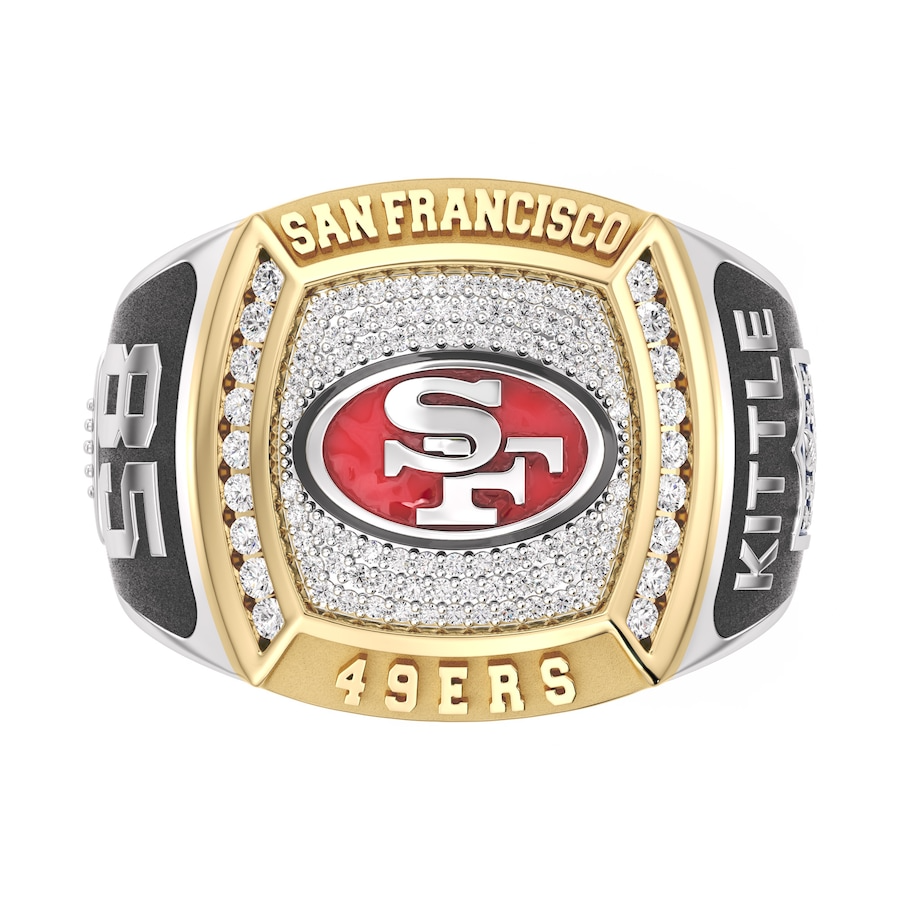 George Kittle San Francisco 49ers 1/2 CTTW Diamond Two-Tone Yellow Gold and Sterling Silver Ring