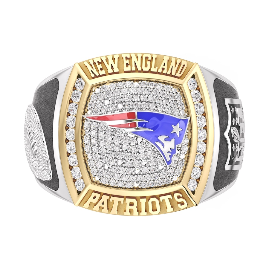 New England Patriots 12 CTTW Diamond Two-Tone Yellow Gold and Sterling Silver Ring