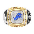 Detroit Lions 1/2 CTTW Diamond Two-Tone Yellow Gold and Sterling Silver Ring