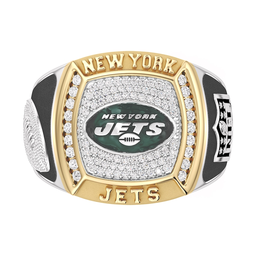 New York Jets 1/2 CTTW Diamond Two-Tone Yellow Gold and Sterling Silver Ring