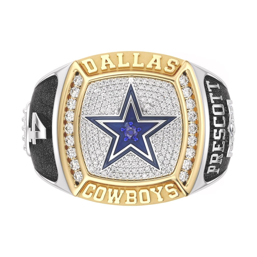 Dak Prescott Dallas Cowboys 1/2 CTTW Diamond Two-Tone Yellow Gold and Sterling Silver Ring