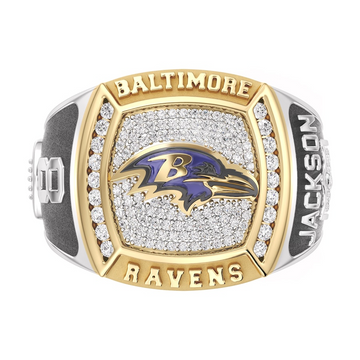 Lamar Jackson Baltimore Ravens 1/2 CTTW Diamond Two-Tone Yellow Gold and Sterling Silver Ring