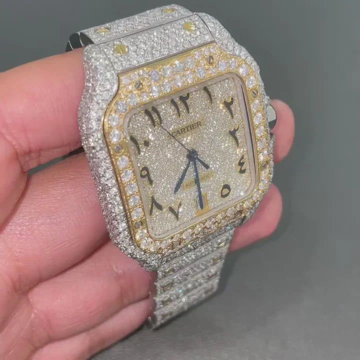 Cartier Santos Moissanite Diamond Watch | VVS moissanite watch W 85