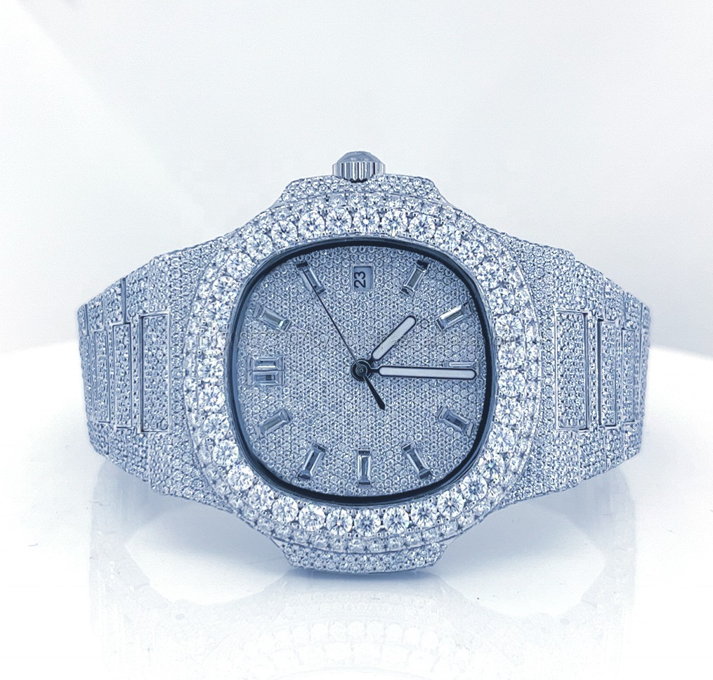 fully iced out Patek Philippe moissanite watch