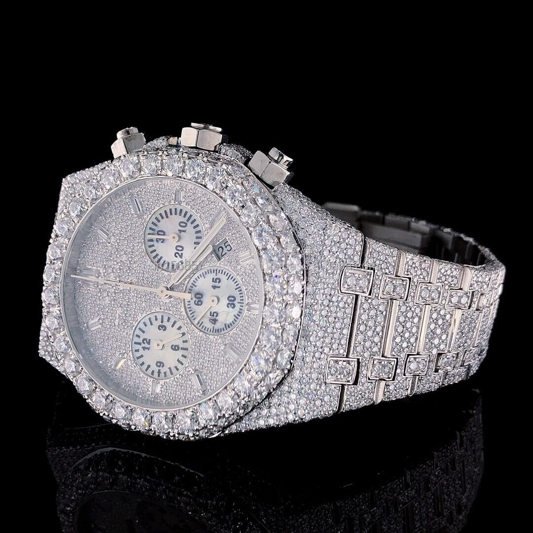 2024 couture iced out vvs moissanite diamond wrist watch for men with high quality mens mechanical automatic watch free shipping