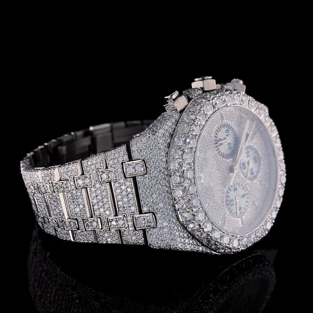 2024 couture iced out vvs moissanite diamond wrist watch for men with high quality mens mechanical automatic watch free shipping