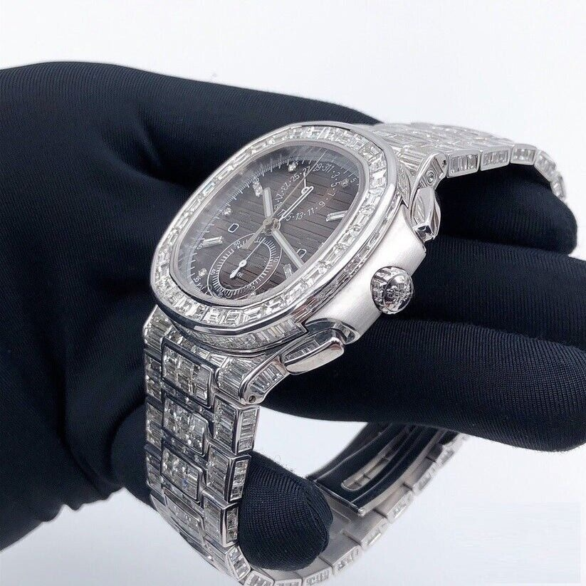 Patek Philippe Nautilus Travel Time Chronograph - White Gold Diamond Case