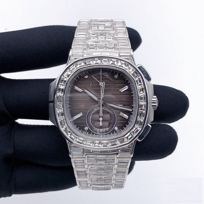 Patek Philippe Nautilus Travel Time Chronograph - White Gold Diamond Case