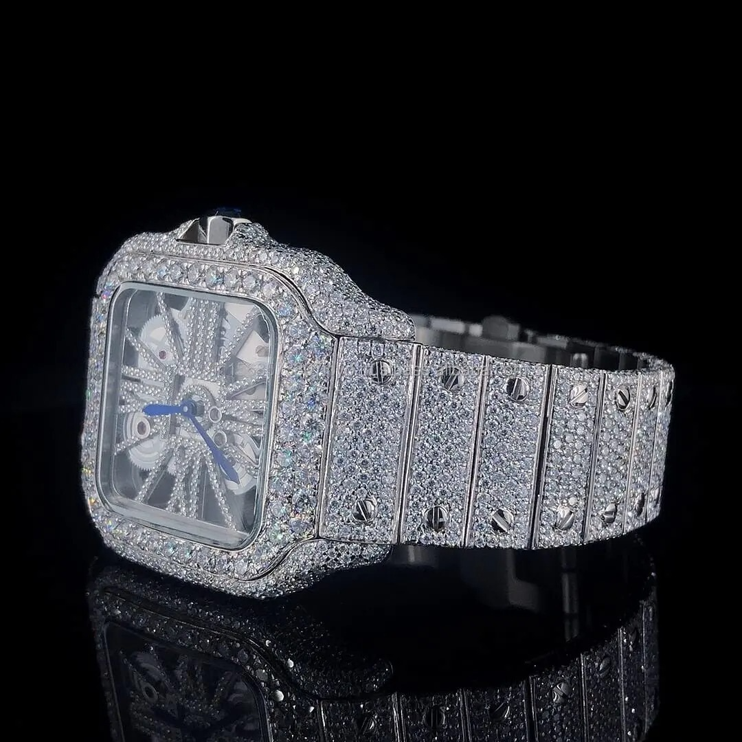 Moissanite Diamond Cartier Skelenton Watch for Men