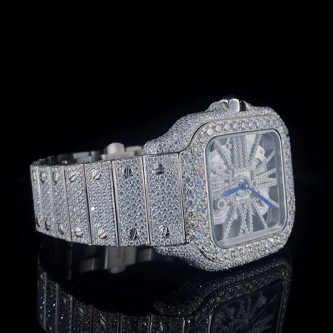 Moissanite Diamond Cartier Skelenton Watch for Men